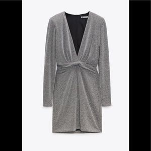 ZARA MINI DRESS WITH METALLIC THREAD